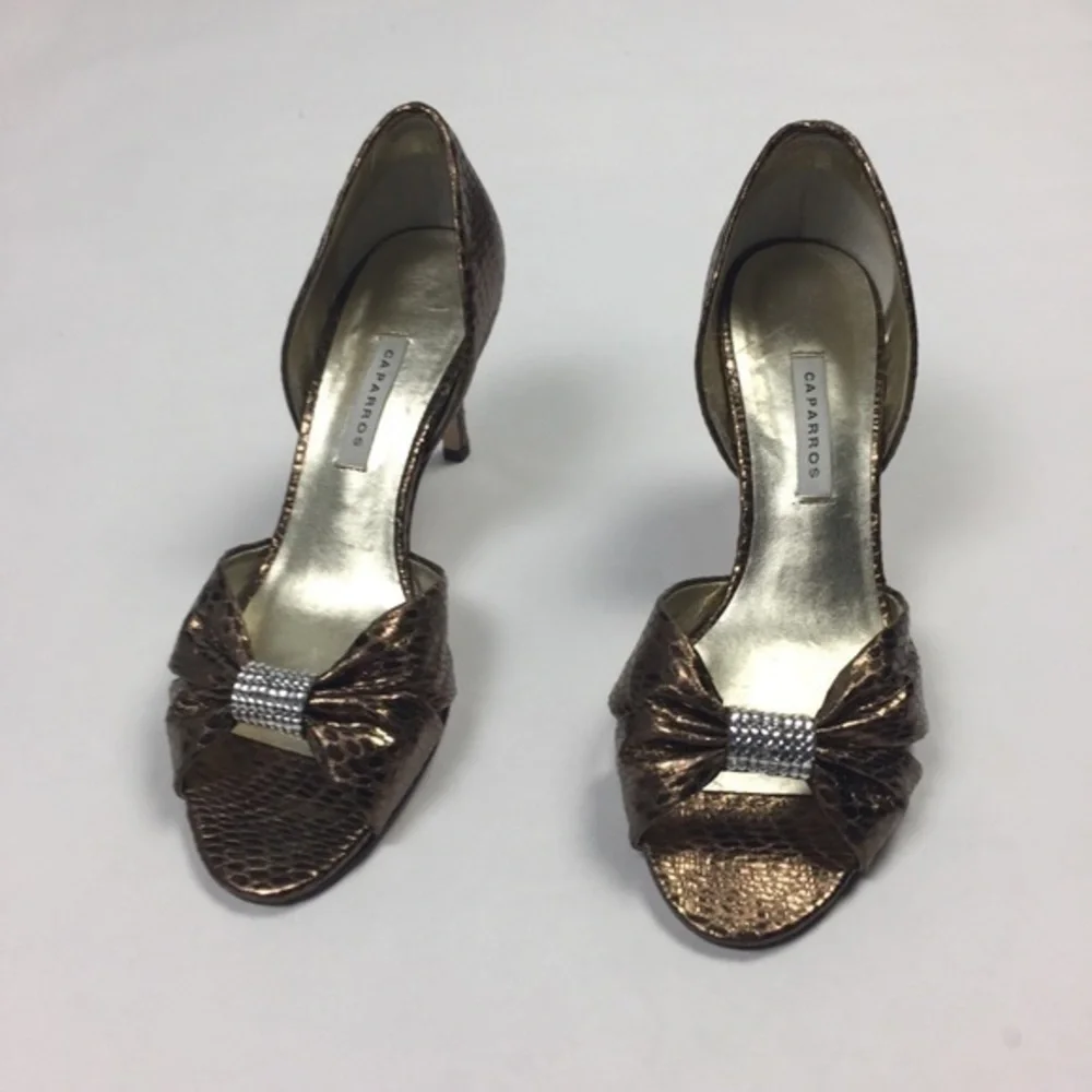 Caparros Copper Faux Snakeskin Embellished‎ Heels
